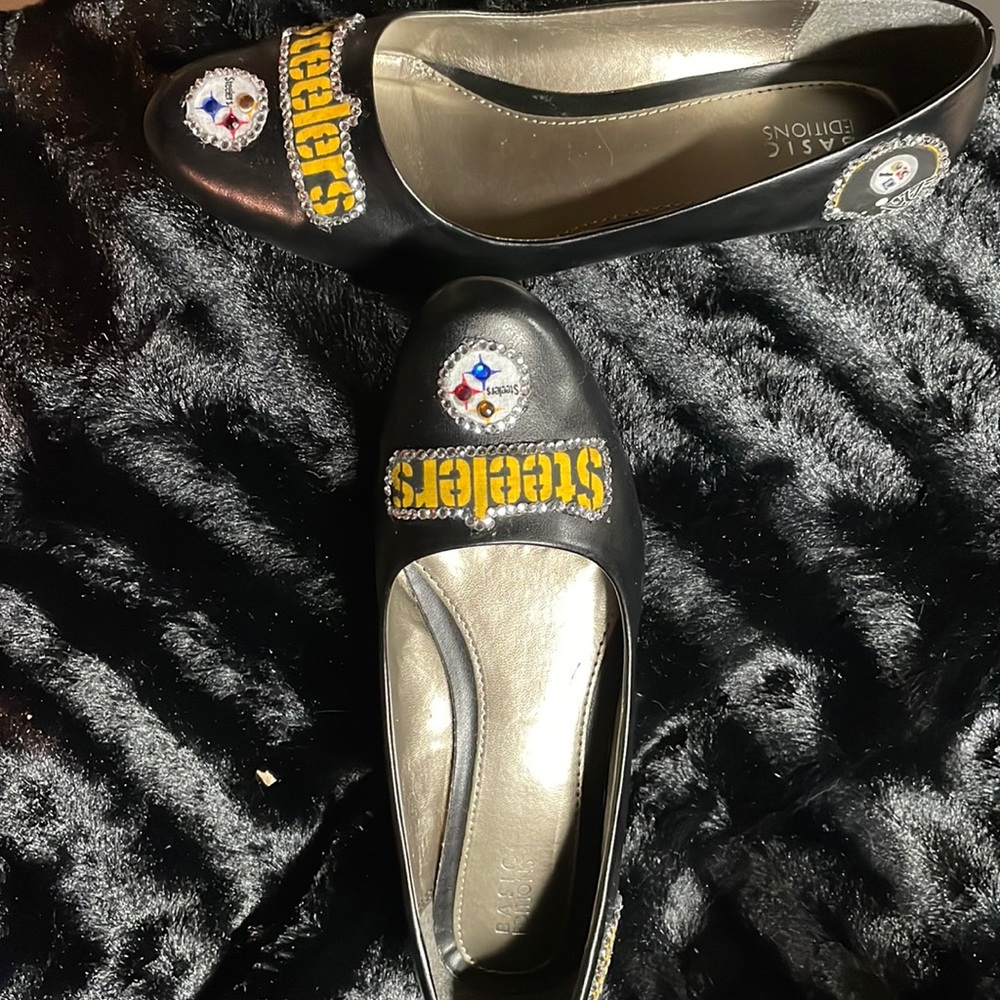 Basic Additions flat shoe handmade Steelers decorations size 9wide
